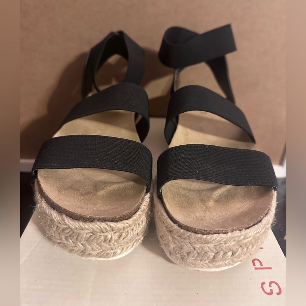 Esprit Black Espadrille Wedge Sandals